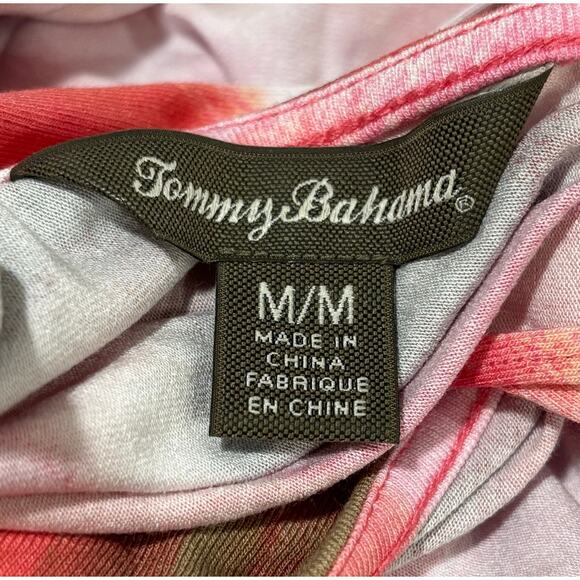 Tommy Bahama size M watercolor halter top popover racer back pink orange gold - Picture 6 of 7